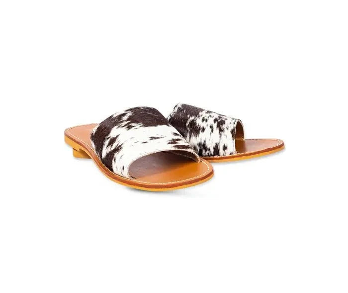 Genuine Cowhide Sandals - EbonyMulti6