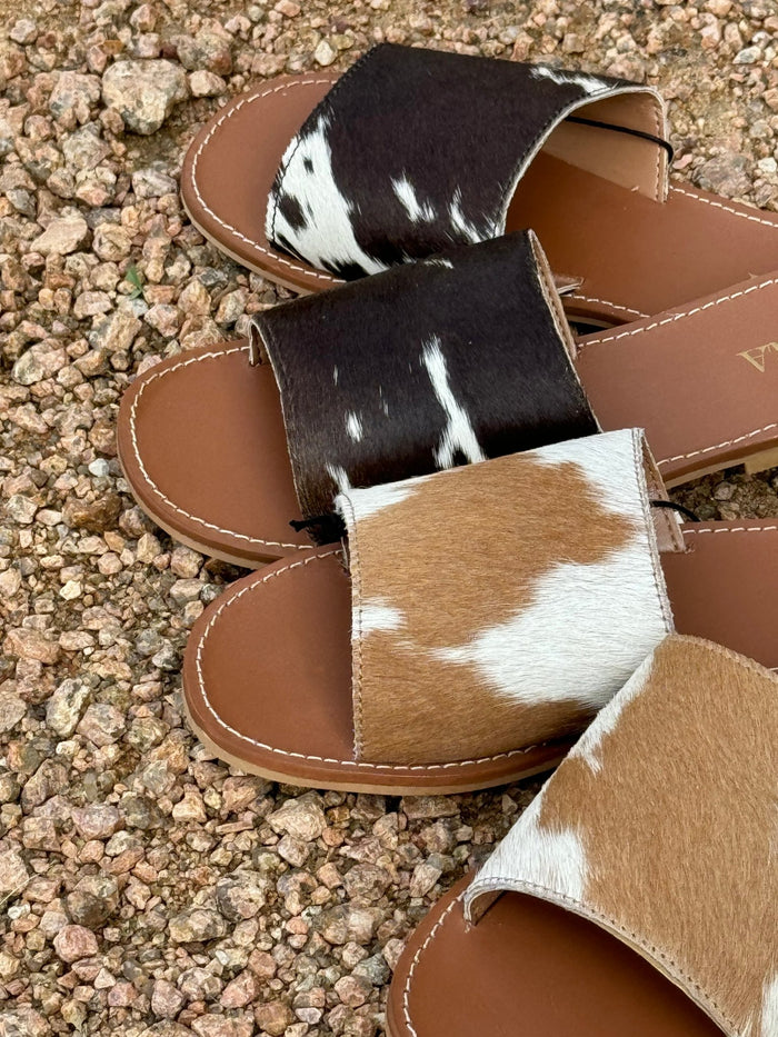 Genuine Cowhide Sandals - EbonyMulti6