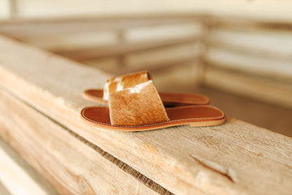 Genuine Cowhide Sandals - BrownMulti6