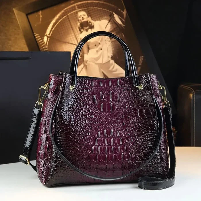 Purple crocodile bucket tote genuine leather vintage urban organization FTF Market UK
