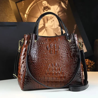 Brown crocodile bucket tote genuine leather vintage urban organization FTF Market UK