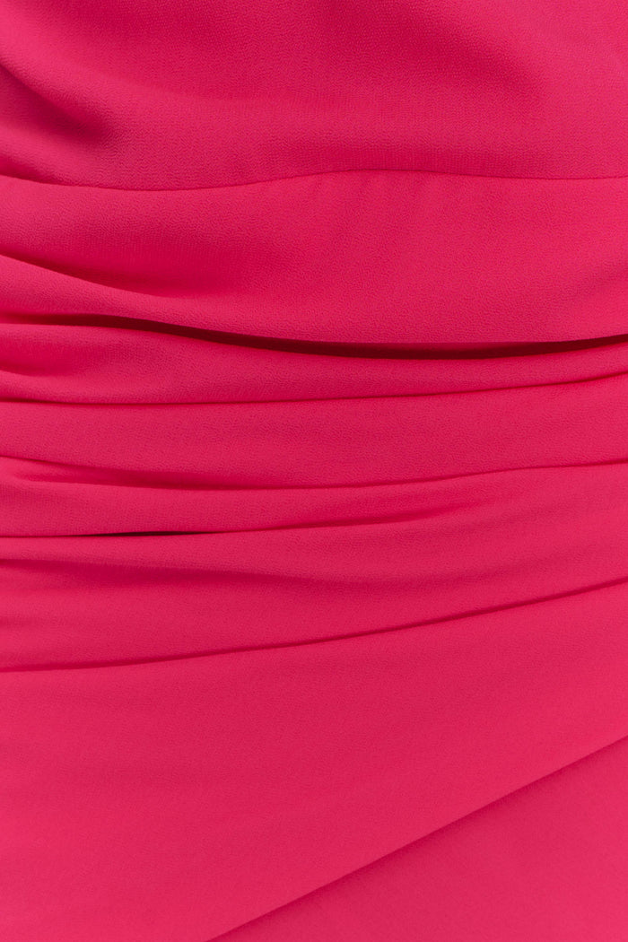 Giulia Chiffon Draped Mini Dress - Raspberry