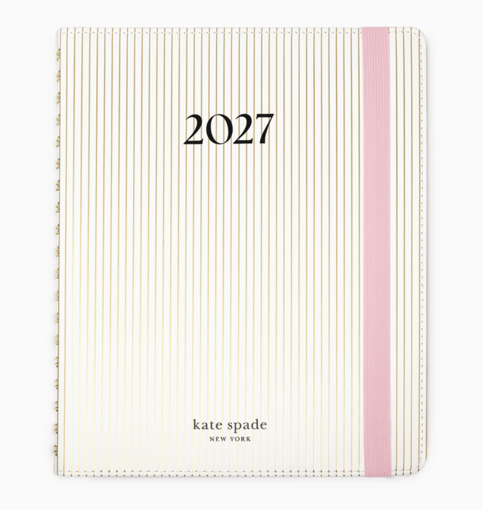 Kate Spade Calendars and Planners Gold Pinstripe 12 Month Planner Leatherette
