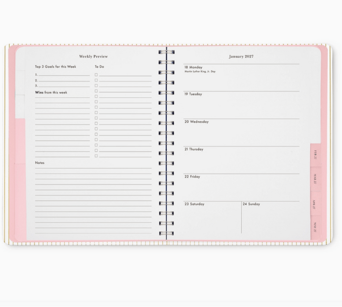Kate Spade Calendars and Planners Gold Pinstripe 12 Month Planner Leatherette