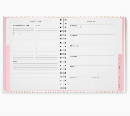 Kate Spade Calendars and Planners Gold Pinstripe 12 Month Planner Leatherette