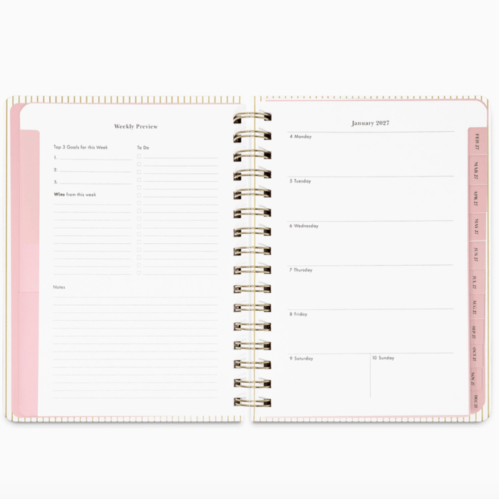 Kate Spade Calendars and Planners Gold Pinstripe 12 Month Planner