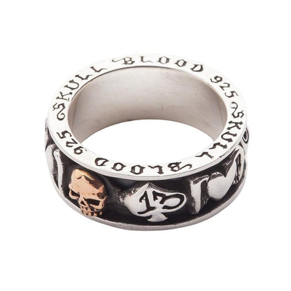 A side view of the gothic spinner ring, highlighting the winged heart symbol.
