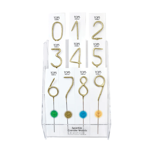 TOPS Malibu Gold Sparkler Numbers 0 to 9 Candles