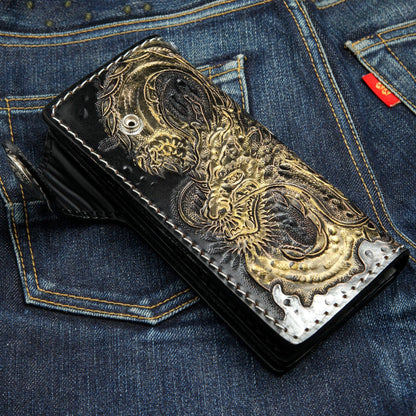 golden dragon genuine leather biker wallet