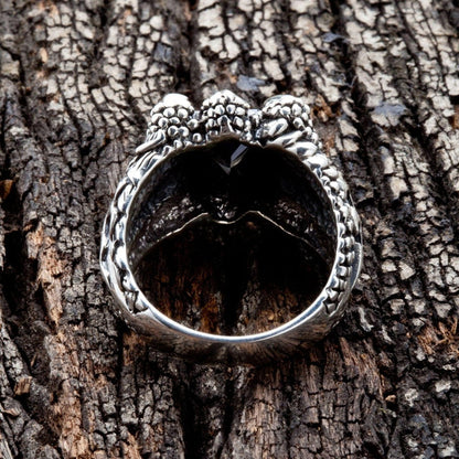 The inside band of the solid 925 sterling silver gothic claw ring.