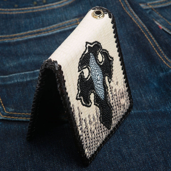 Gothic Grey Genuine Leather Bifold Biker Wallet [3]