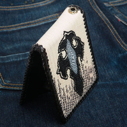 Gothic Grey Genuine Leather Bifold Biker Wallet [3]