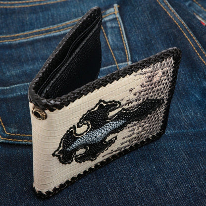 Gothic Grey Genuine Leather Bifold Biker Wallet [5]