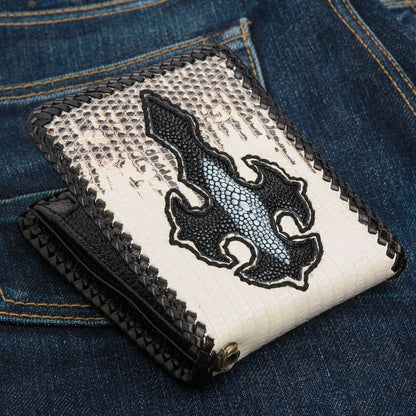 Gothic Grey Genuine Leather Bifold Biker Wallet [6]