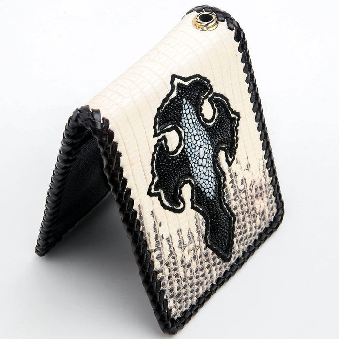 Gothic Grey Genuine Leather Bifold Biker Wallet [7]