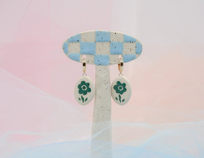 Green Daisy Earrings - Juice Ceramics