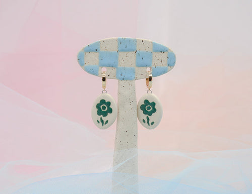 Green Daisy Earrings - Juice Ceramics