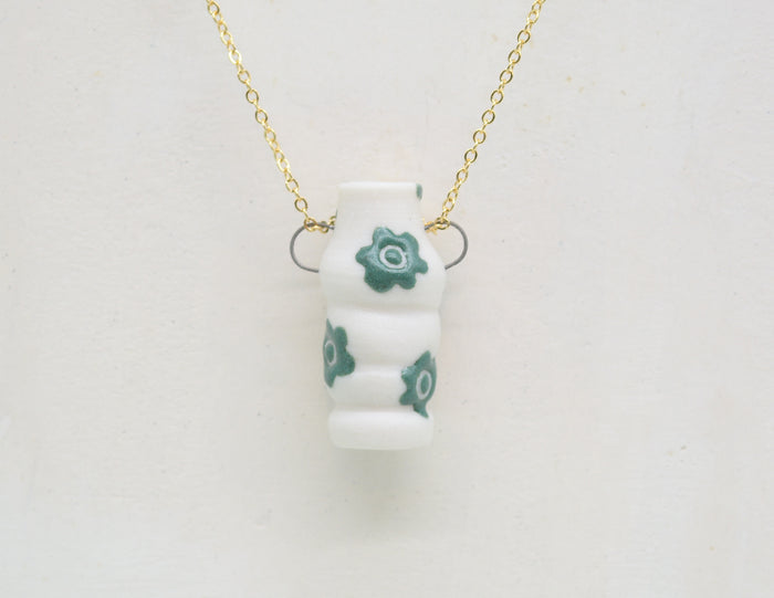 Green Flowers Pot Necklace - Juice Ceramics