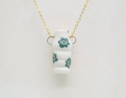Green Flowers Pot Necklace - Juice Ceramics