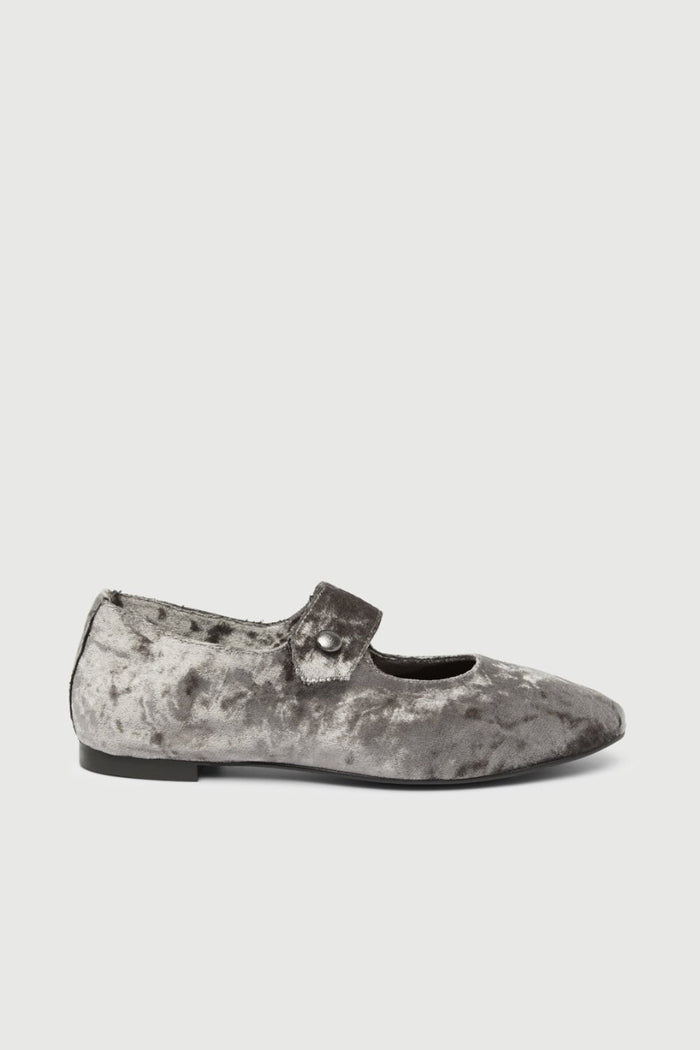 Greta Mary Janes in Grey Velvet