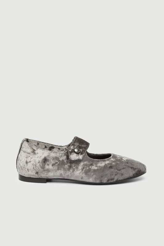 Greta Mary Janes in Grey Velvet