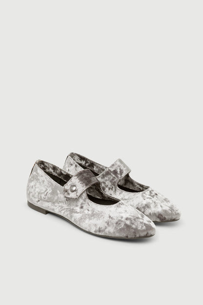 Greta Mary Janes in Grey Velvet