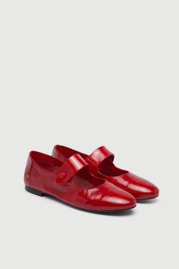 Greta Mary Janes in Red Patent Leather