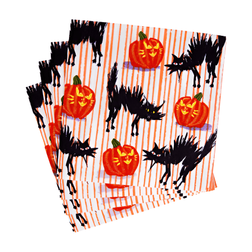 Caspari Fall Halloween Cats Luncheon Napkins