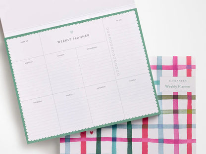 Happy Plaid Covered Weekly Planner