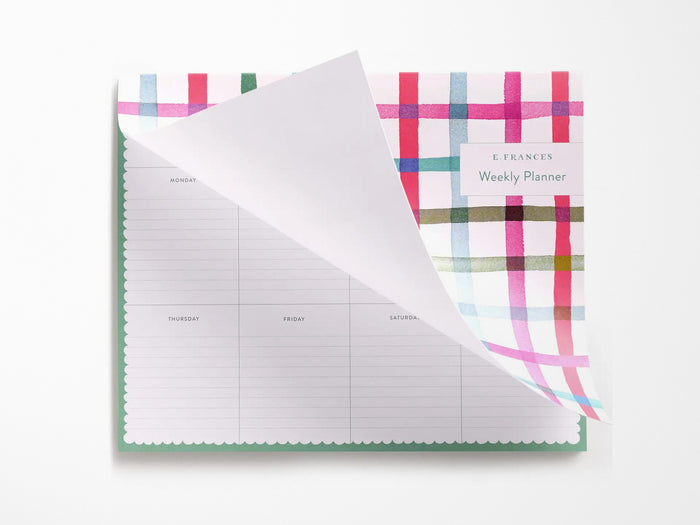 Happy Plaid Covered Weekly Planner