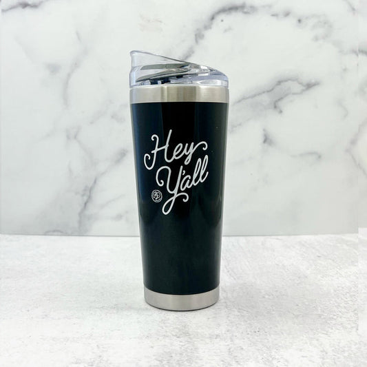 Hey Y'all Black Stainless Steel 26oz. Tumbler