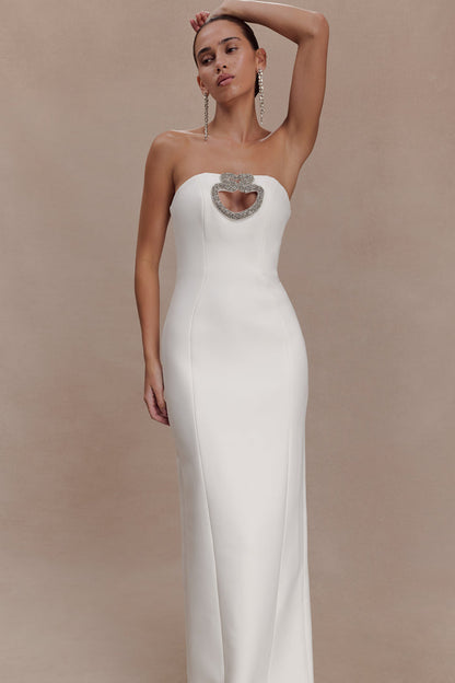 Hilda Embellished Strapless Maxi Dress - White