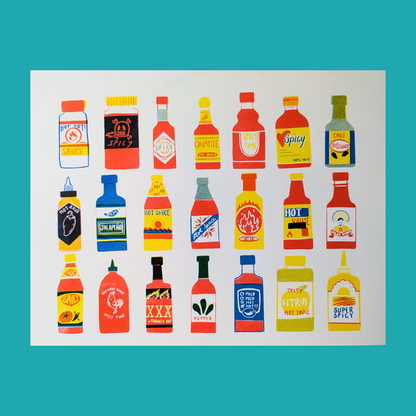 Hot Sauce Risograph Print | 8.5"x11" | Christina Hu