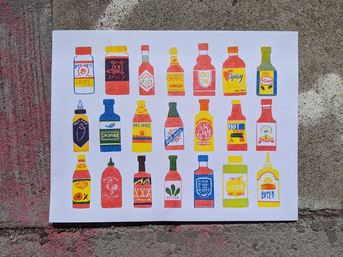 Hot Sauce Risograph Print | 8.5"x11" | Christina Hu