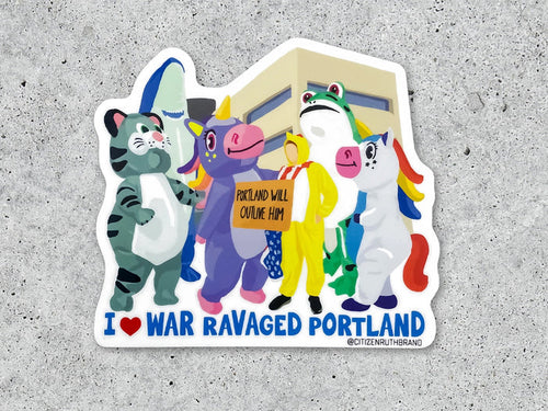 I Love War Ravaged Portland Vinyl Sticker