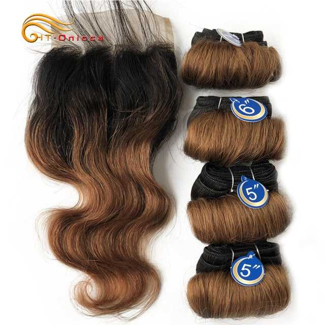 Indian loose wave 4 bundles with closure, 100% Remy human hair