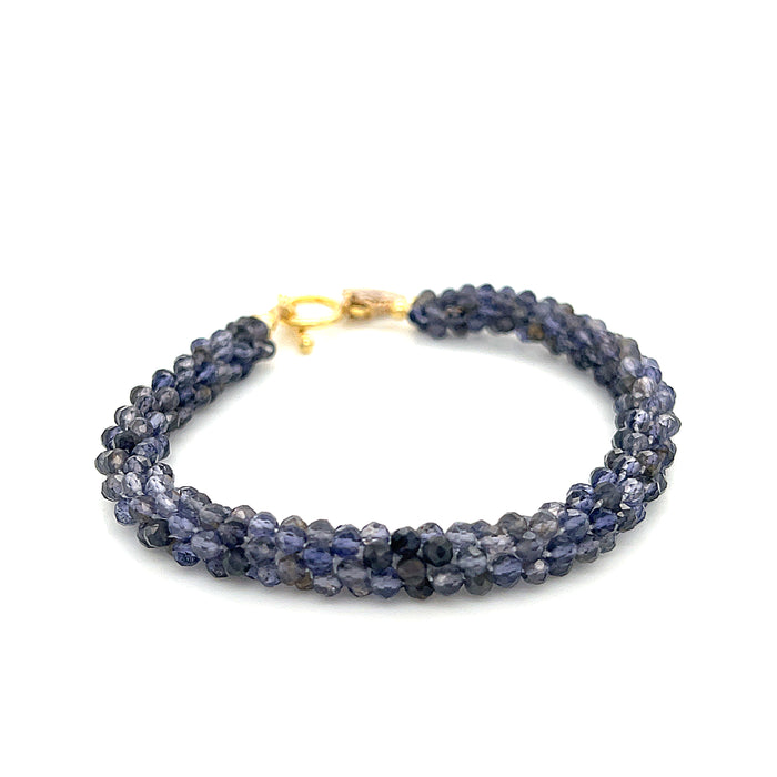 Iolite Crocheted Gemstone Bracelet | Gold-Filled Toggle | Reiki