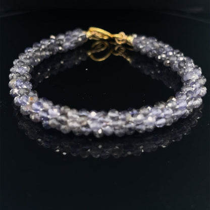 Iolite Crocheted Gemstone Bracelet | Gold-Filled Toggle | Reiki