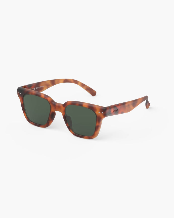 Izipizi Sunglasses #ROAD - Havane - Soft Green Lenses