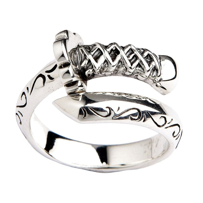Sterling silver Japanese samurai sword ring