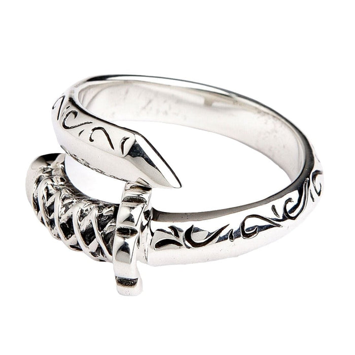 Silver katana wrap ring for men