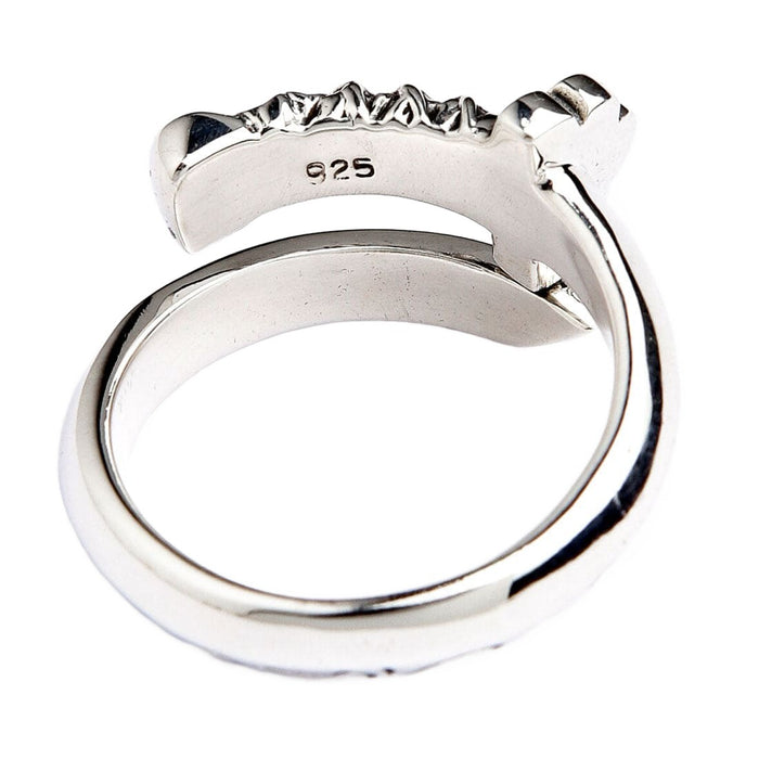 The .925 hallmark stamp on the inside of the solid sterling silver samurai sword ring.