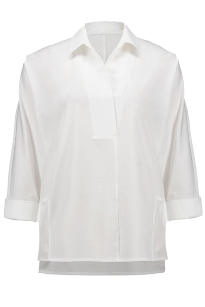 Joseph Ribkoff  251948-1761 Vanilla Poplin Boxy Shirt with Overlapping V-Neck - Dotique