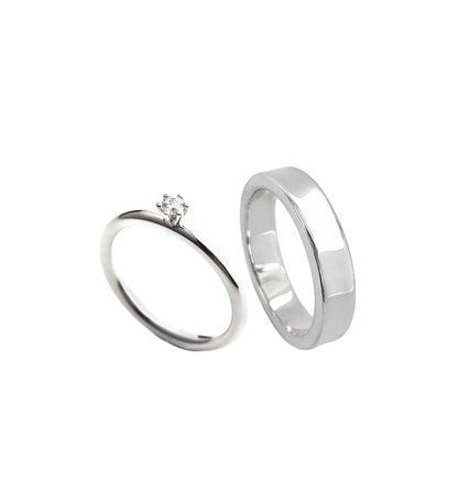 Julie 0,10 ct + Plain silverring | Vigsel / Förlovningsringar Par