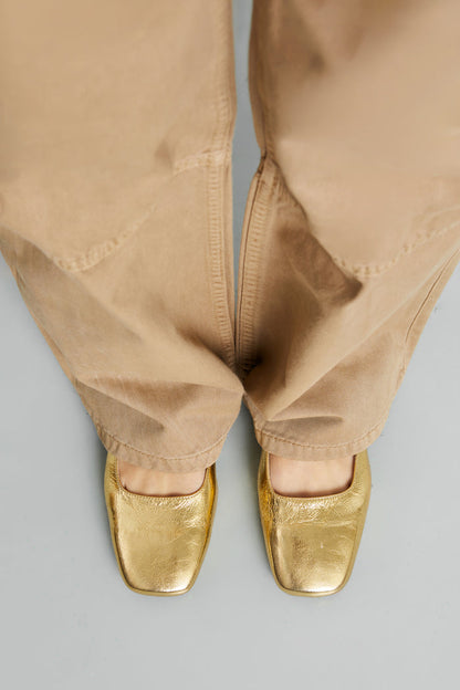 Julieta Mary Janes in Gold Leather
