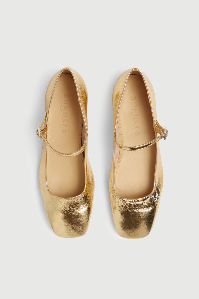 Julieta Mary Janes in Gold Leather