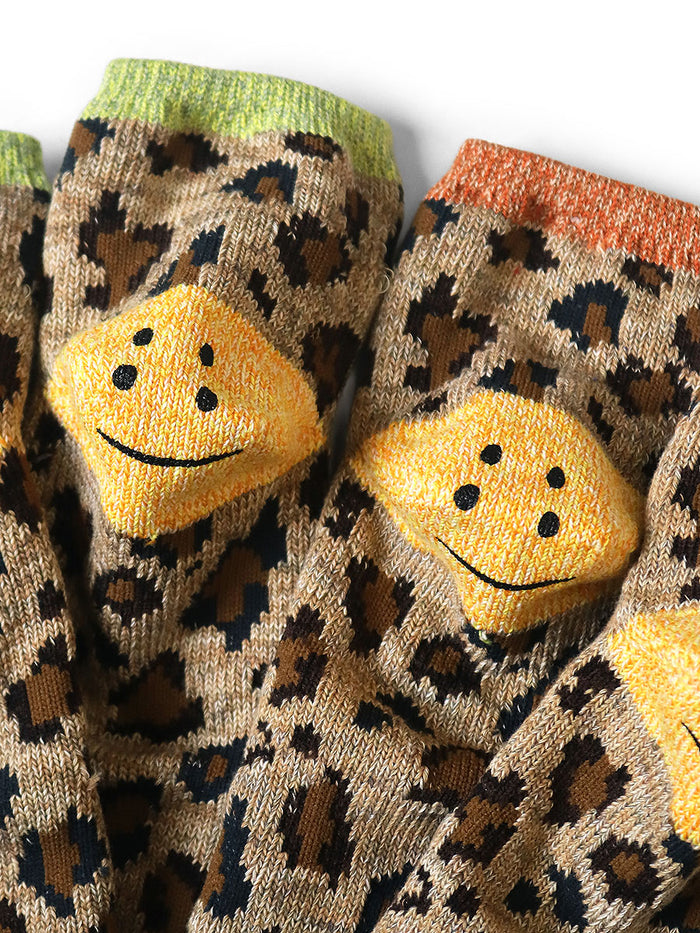 Kapital 84 Yarns RAINBOWY HAPPY HEEL Leopard Ankle Socks - Lime
