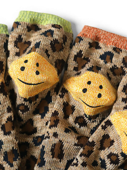 Kapital 84 Yarns RAINBOWY HAPPY HEEL Leopard Ankle Socks - Lime