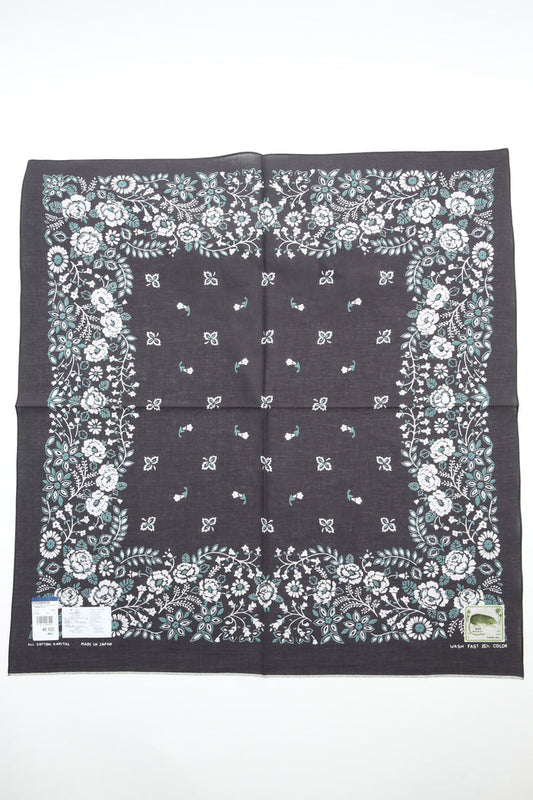 Kapital Fastcolor Selvedge Bandanna (CHURCHILL GARDEN) 30x30 - Black