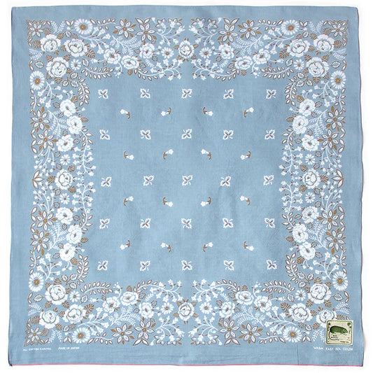 Kapital Fastcolor Selvedge Bandanna (CHURCHILL GARDEN) 30x30 - Sax